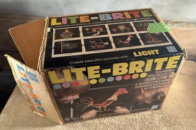 Vintage 1978 Hasbro Lite Brite Toy In Original Box With Pegs And Design Pages - Image 1 of 4
