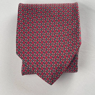 Corbata Bert Pulitzer Etiqueta Marrón 100% Seda Roja Hecha en EE. UU. - Estilo Clásico Años 90 Foto 1 de 4