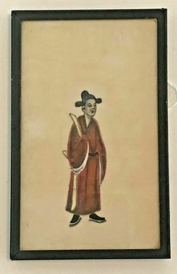 复古亚洲中国皮特绘画米饭纸夫妇-男女 — 第 1/4 张图片