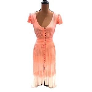 Maxi Vestido Tiare Hawaii Ombre Botón Frontal Niveles Alto-Bajo - Pequeño - Imagen 1 de 8