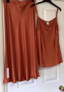 Ghost Orange MIDI Skirt L. & Camisole Xl. New With Tags. Viscose . - Picture 1 of 6