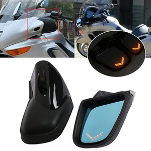 Matt Black Rearview Side Mirrors w/ LED Turn Signal Amber For BMW K1200 K1200LT - Picture 1 of 12