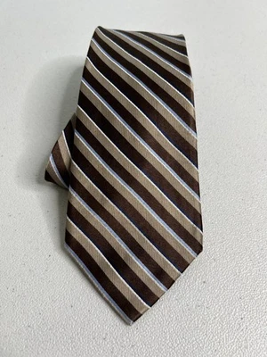 Corbata Jones New York marrón, azul patrón de rayas 100 % seda nueva sin etiquetas Foto 1 de 4