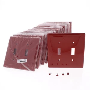 Hubbell NPJ2R Red 2-Gang Mid-size Switch Plate Cover Nylon Wallplates 25-Pack - Picture 1 of 4