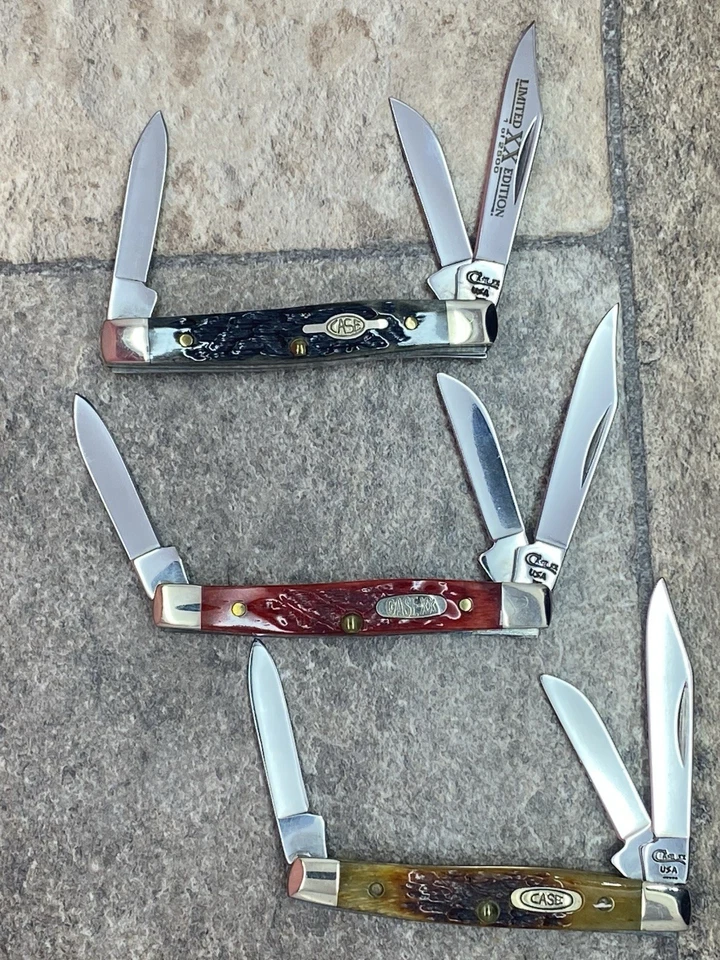 Case XX 6333 SS POCKET KNIFE LOT OF 3- Red, Autumn, Black Bone-unsharpened-1990s - Image 1 of 4