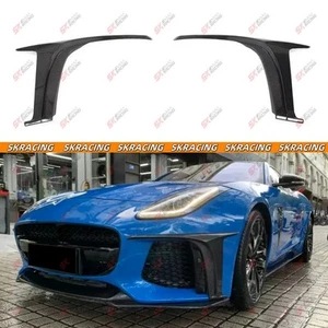Gloss Black/Carbon Fiber Front Bumper Side Canards Fins Fits Jaguar F-Type 17-20 - Picture 1 of 25