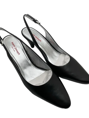 Marc Joseph New York Cuero Negro Tacones Talla 11 Eslinga Trasera Carrera Tacón Caja Foto 1 de 4