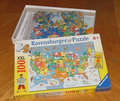 USA Map Puzzle - Poster - Fun Facts Booklet - E.R. Jenne Art 2007 Ravensburger  - Image 1 of 4