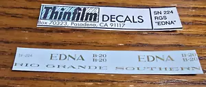 On Scale Thinfilm Decal 324 RGD Rio Grande Southern 'EDNA' Replacement - Picture 1 of 2