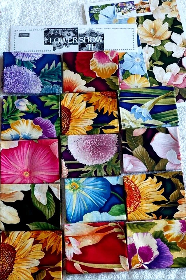 14 Fat Quarters Benartex Flower Show II OOP  one of each flowers of set - Image 1 of 1