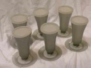 6 Vintage Tupperware Gray Ice Cream Parfait Pudding Dessert Cups w/ Lids 754-30 - Picture 1 of 15