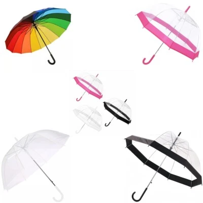 HFICY Clear Dome Umbrella White/Pink/Black Mens/Ladies Transparent Clear Umbrella UK