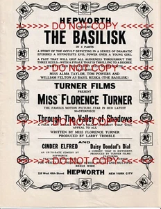 1914 EARLY HORROR OCCULT LOST SILENT FILM THE BASILISK CECIL HEPWORTH AD POSTER - Picture 1 of 1