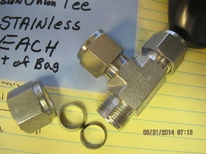 1/2" Compression Union Tee A-LOK Stainless Steel Double Ferrule [C1S5] - Picture 1 of 6