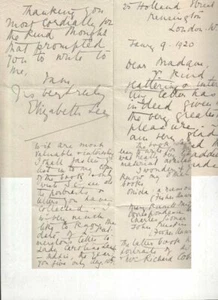 Elizabeth Lee Autographed Handwritten Letter 1920 English Critic D.20 - Picture 1 of 1
