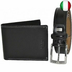Set Coveri Collection Men's Wallet Genuine Leather Card Coin Holder + Belt - Picture 1 of 1