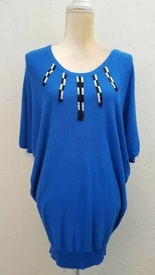 TWELVE BY DOCE LOS ANGELES MUJER TALLA SP AZUL DOLMAN PUNTO SUÉTER TOP CUENTAS Foto 1 de 4