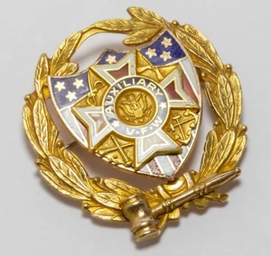 Vintage VFW AUXILIARY 10K GOLD LAPEL PIN Enamel - Picture 1 of 3