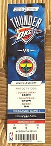 Fenerbahce Ulker v OKC Thunder '15 Ticket Stub - Rare International NBA Game - Picture 1 of 1