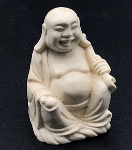Vintage lächelnde Buddha-Statue 2""T Lucky Buddha massives Harz - Bild 1 von 12