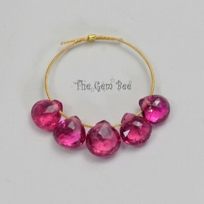 Cuentas Briolettes Corazón Facetado Turmalina Rosa Rubelita Pequeño Stock Antiguo (5) Foto 1 de 4