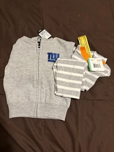 NWT 18 Month Boys NFL NY Giants Hoodie Plus Striped Pajamas - Picture 1 of 3