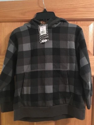 NOVO COM ETIQUETAS US$ 37 UNIONBAY BOYS 6 Cinza Preto SWEATSHIRT Jaqueta HOODIE Dois Bolsos - Imagem 1 de 2