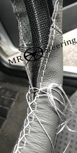 CUBIERTA DE VOLANTE DE CUERO DE DOS TONOS PARA VAUXHALL VELOX 51-57 PUNTA BLANCA - Imagen 1 de 4