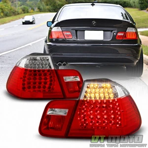 2002-2005 BMW E46 320i 325i 330i 3-Series Sedan Red Clear LED Tail Lights 02-05 - Picture 1 of 11