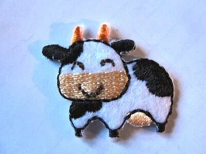 Cute Mini Cow Embroidered Iron On Patch Applique 1 x 1 Inch - Picture 1 of 1