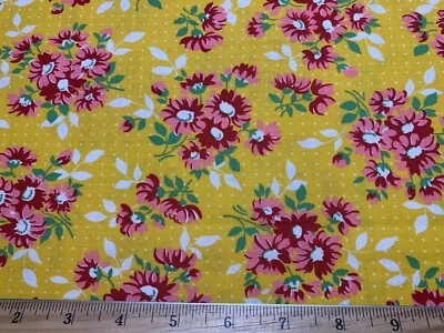 Cotton Fabric 30s40s Repro Pink Yellow Floral AMERICAN JANE Sandy Klop Moda FQ - Image 1 of 4