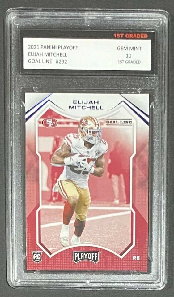 2021 PLAYOFF ELIJAH MITCHELL 1ST GRADED 10 ROOKIE GOAL LINE PARALLEL SP #292 RC - Image 1 of 1