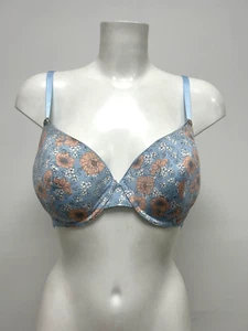 Ex M&S Ladies NEW Lace Back Wired Padded Bra In Floral Blue Size 36C - Picture 1 of 5