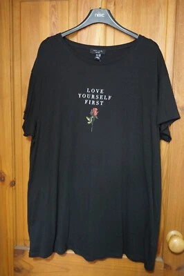 Black Love yourself first rose soft cotton slouchy boho tee t-shirt 20 BNWT - Image 1 of 4