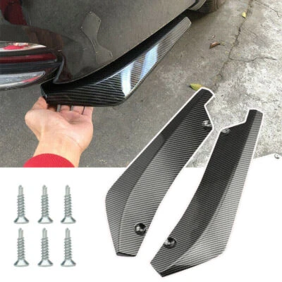 Carbon Fiber 2pcs For Hyundai Accessories Rear Bumper Splitter Diffuser Canard - Image 1 of 4