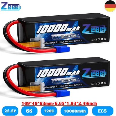 2x Zeee 6S Lipo Akku Batterie 22.2V 10000mAh 120C EC5 für RC Auto Flugzeug Boots - Bild 1 von 4
