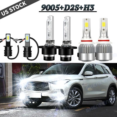 Para Infiniti QX56 2005 2006 2007 HID/LED Faro Alto Bajo + Kit Bombillas Antiniebla Foto 1 de 4