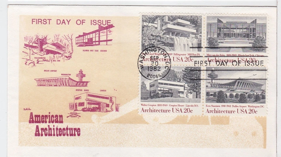 TurtlesTradingPost- American Architecture- 1982 FDC #2019-22 Colonial Cachet - Image 1 of 1