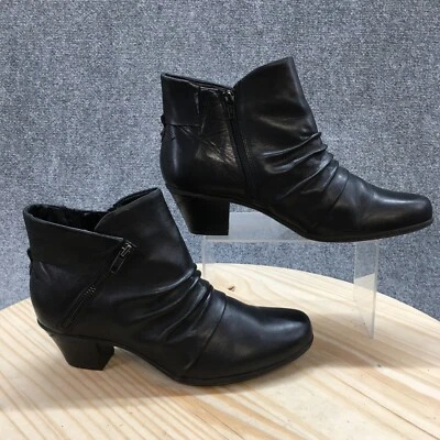 Earth Boots Mujer 11 B Pegasus Informal Cremallera Lateral Botín Cuero Negro Tacones Foto 1 de 4