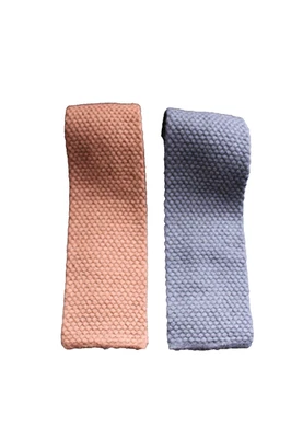 2 Robert Talbott Carmel Navy Brown Knit Wool Ties 55" Vintage 60's Square End 79 - Image 1 of 4