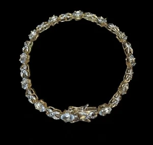 Brazalete Tenis Ross Simons Oro 925 Vermeil Topacio Azul y Acento Diamante X 71/2" - Imagen 1 de 8