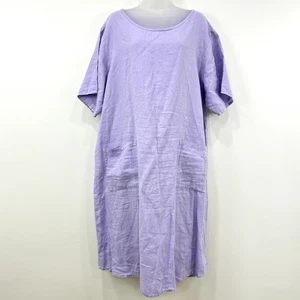 Flax Linen Dress Womens L  Lavender Lagenlook Coastal Lagom Beachy Cruise - Picture 1 of 13