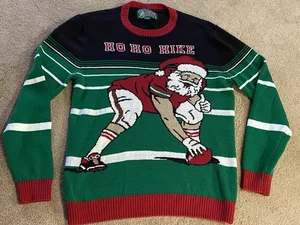 Ugly Christmas Sweater NFL Football Santa Men’s Sz Large  44" Chest Ho Ho Hike - Picture 1 of 5