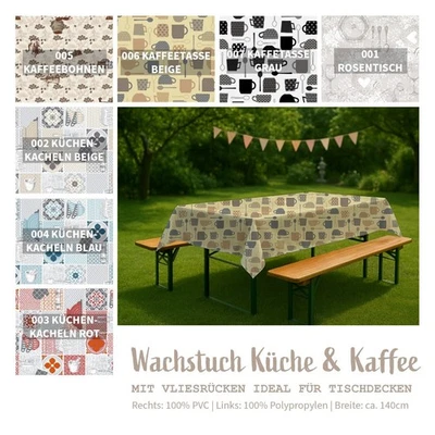 Wachstuch Tischdecken Stoff Meterware beschichtet Küchenmotive & Kaffee *Ab 50cm - Bild 1 von 4