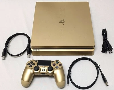 Sony PS4 PlayStation 4 Slim Limited Edition 1TB GOLD Console Bundle System Set - Image 1 of 4