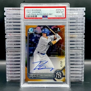 2022 Bowman #CPA-TS Trey Sweeney Chrome Prospect Autographs Gold Ref PSA 10 #/50 - Picture 1 of 2