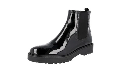 Botas Chelsea de charol Prada Botines Zapatos Negros NUEVAS - US 11 EU 41 UK 8 Foto 1 de 4
