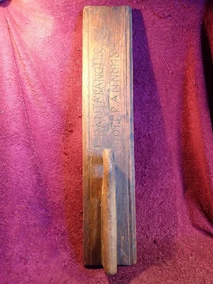 ANTIQUE dat 1784 signed WOOD MANGLE BOARD w HORSE HANDLE FOLK ART SWEDEN SWEDISH - Image 1 of 4