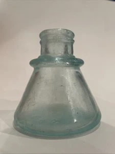 Antique Carter's No 57 Aqua Cone Shaped Embossed Glass Ink Well w/Patina - Picture 1 of 16