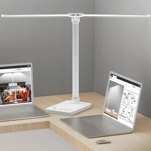 Bright LED Desk Lamp for Home Office - Dual Swing Arm Eye-Caring Architect Task - Picture 1 of 12